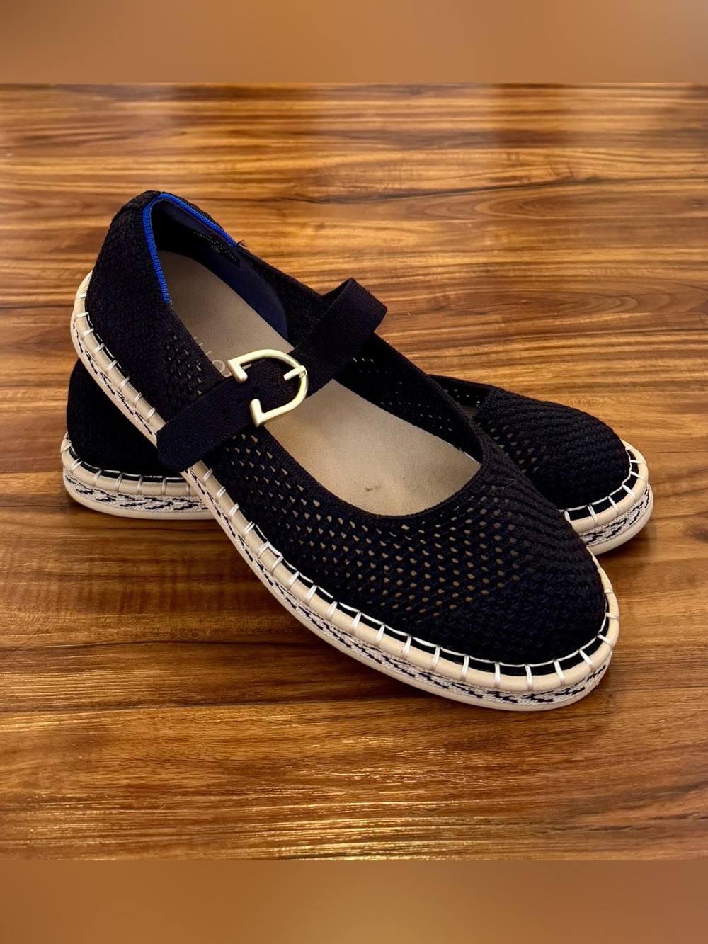 Rothy’s Espadrille Mary Jane Shoes Black 9 Boho Coastal Resort Wear Euro Style